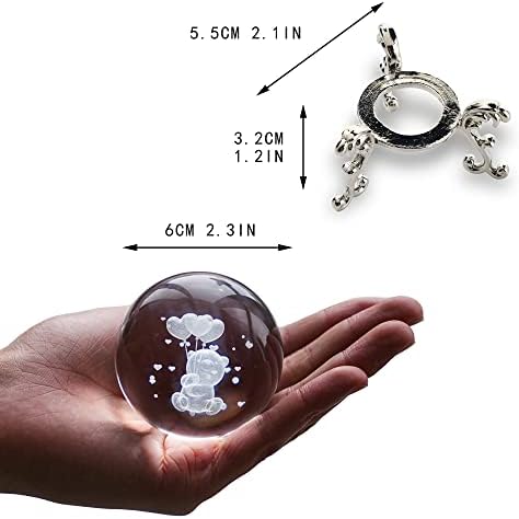Крисинин 60мм 3Д кристална топка со штанд и природни чакра заздравуваат кристали сфери Гемстови топка