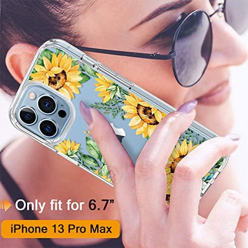 Џика За Iphone 13 Pro Max Случај Со Заштитник На Екранот, 6,7 инчен Јасен Заштитен Заштитен Од Удари Цветни Девојки Жени Хард Случај Со Tpu