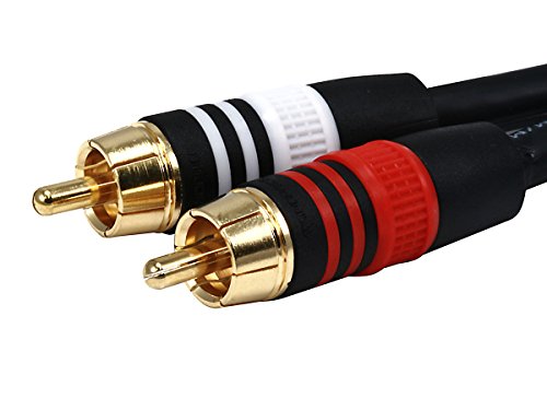 Monoprice Premium RCA кабел - 15 стапки - црна | 2 приклучок RCA на 2 RCA приклучок, машки на машки, 22awg