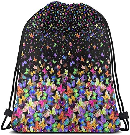 UTВЈЛТЛ Пролет Шарени Пеперутка Цвет Влечење Торби Чанта За Перење Торбичка Торба За Влечење Ранец Торба Отпорна На Прашина Нетранспарентна За Жени Патување Спорт