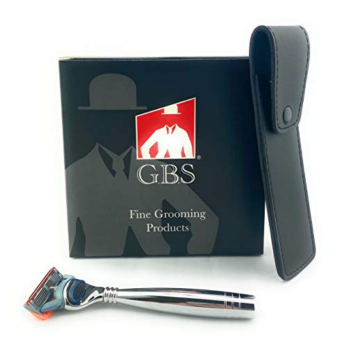 G.B.S Стилски брич за бричење со заштитна кожна кутија, хром