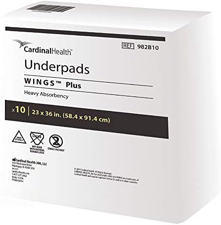 Wings UndPad 23 x 36 инчи за еднократна употреба/полимер тешка апсорпција, 982b10 - пакет од 10
