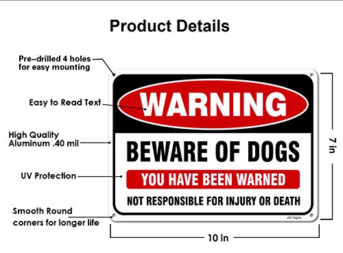 4-пакет внимавајте на знакот на кучиња 10x7 инчи 'рѓа бесплатно .040 алуминиум, УВ печатено- професионална графичка метал рефлексивна-