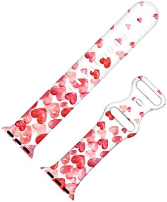 BACDOILQ Valentines Watch Band Love Heart Smartwatch Band компатибилен со Watch 38mm 40mm 41mm Soft Silicone Strap замена за серија 7/6/5/4/3/2/1/SE