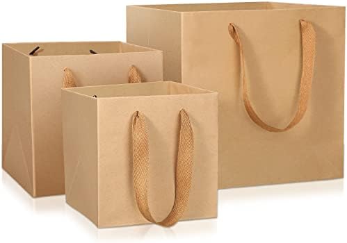 Зонон 30 Спакувајте Кафеави Хартиени Кеси Со Рачки Подарок Хартиени Кеси За Повеќекратна Употреба Торби За Купување Намирници Деловни Кеси