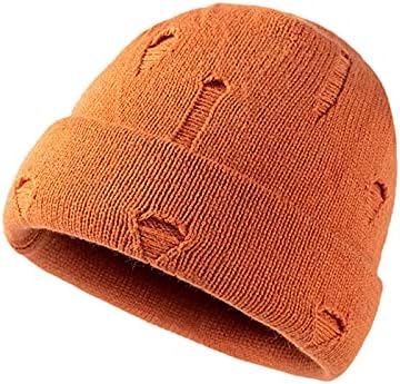 Волнена унисекс плетена обична капа искина цврста модна капа на отворено бејзбол капа со конска опашка за жени