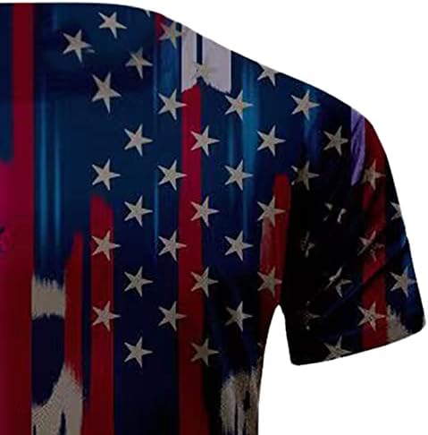 Венкомг1 Машки американски кратки ракави со кратки ракави Топ starsвезди и ленти маица на 4-ти јули маичка Основна американска знаме