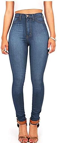 Lariau со високи половини фармерки за жени Полиестерско копче Дневно жена Y2K искина панталони панталони со панталони