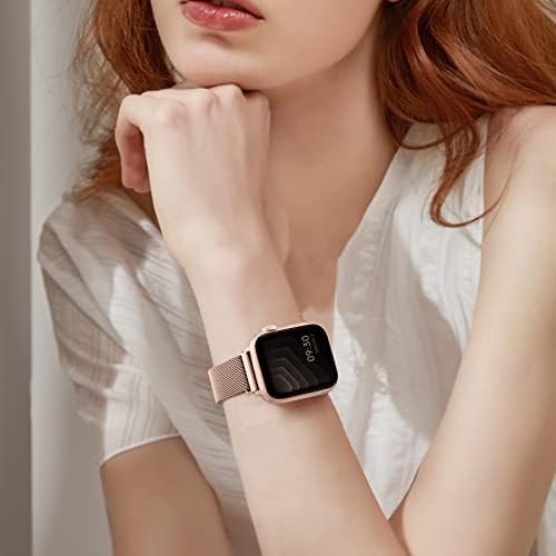 Компатибилен со Apple Watch Band 38mm 40mm 41mm 42mm 44mm 45mm, Aralana Slim Mesh Не'рѓосувачки челик рачен зглоб за жени со силен опсег