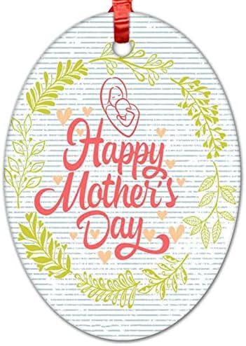 Среќен ден на мајките Денот на зелениот венец керамика што висат украси Мајки Ден подарок овален декор виси украси за декор за празници