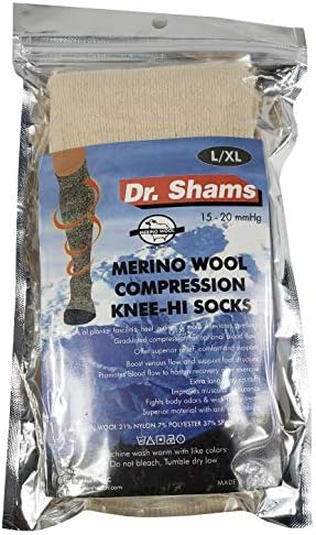 Д-р Шамс Мерино волна компресија колено високи чорапи идеално за, пешачење, скијање, тури-спортови-доверзи-намалување на оток