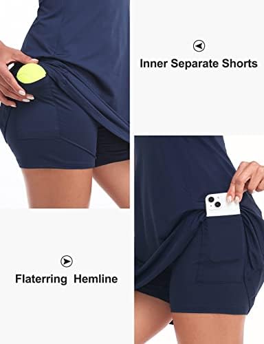 Cucuchy женски поло, тениски голф фустани со шорцеви без ракави по поштенски атлетски фустан