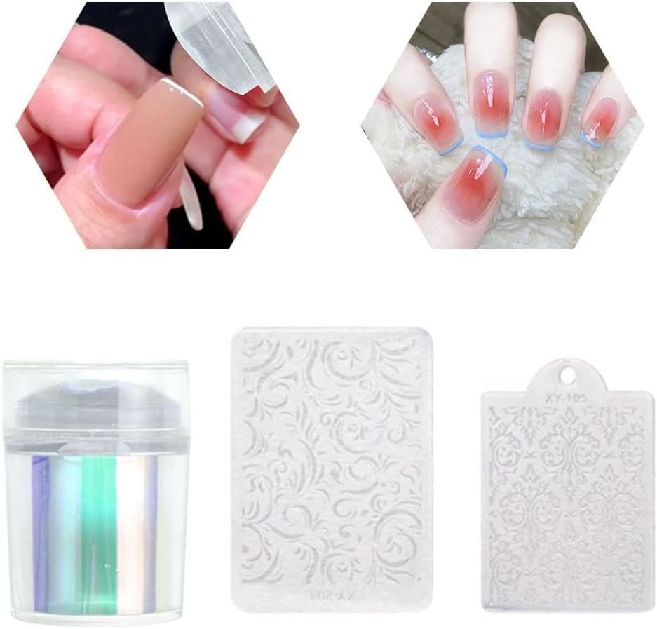 Нокти уметност Stamper Транспарентен нокти Стемпер силиконски рачки за нокти запечатувајќи јасен комплет за стружење на стампер за нокти