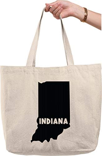 Државна мапа во Индијана, роден град, мапа на САД, природно платно торба, смешен подарок