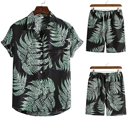 Н/А хавајски плажа во стил на јака, шорцеви со кратки ракави од страна на мажите две парче