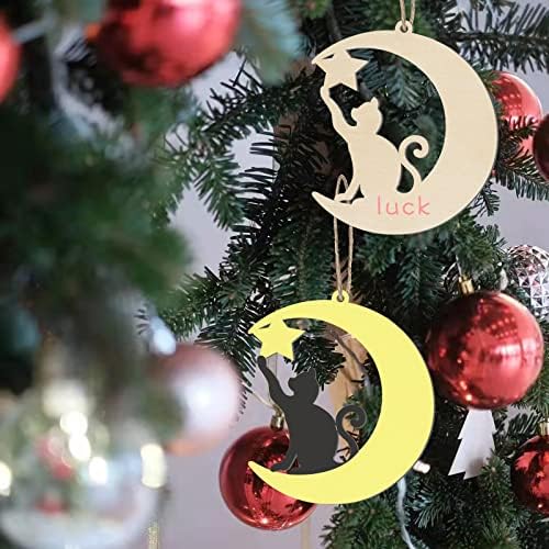 Мачка дрво Starвезда дрвена месечина форма дрвена празно дрво со блинати уметност недовршени украси за свадбена роденденска забава Божиќна