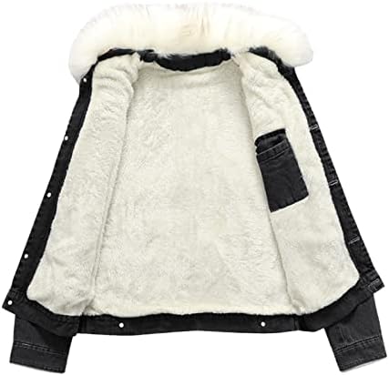 XXBR тексас јакни за мажи, faux-fur cashmere fleece parka outerware зимско копче надолу лабаво лежено гроздобер топол палто