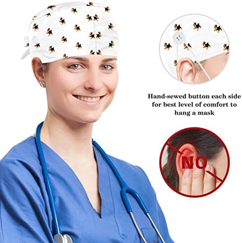 Прилагодливо работно капаче со копче, кучиња глави шема хируршка капа за џемпери, врски со грб со лак за коса
