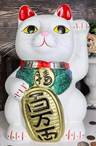 Еброс јапонски среќа и богатство шарм бело повикана мачка Манеки неко пари пари од банка Керамичка статуа Фенг Шуи свинче кутија колекционерска