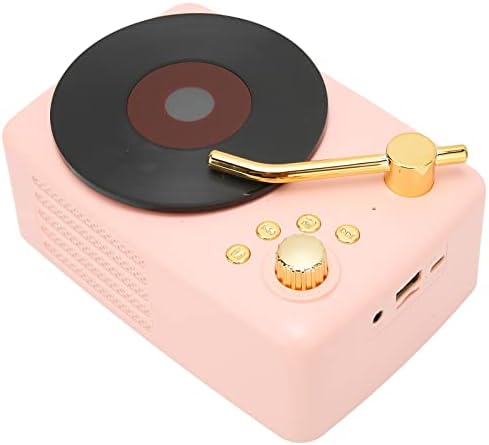 Gowenic Vinyl Record Player Style Bluetooth звучник старомоден класичен стил, подароци за Денот на вineубените за девојчиња,