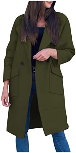 Prdecexlu широк ракав Отворен палто за жени кампување есен елегантен полиестерски палта Цврст v врат -светлосен џеб лабави палта