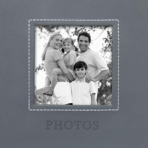 DesignOvation Debossed Faux Leather Photo Album, има 100 5x7 или 200 4x6 фотографии, сет од 4, сиви