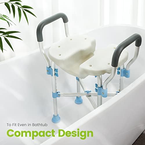 Стол за туширање со оасиспејс со отстранливи раце, надградено седиште во форма на туш во облик на О-облик и бања, безбедносна