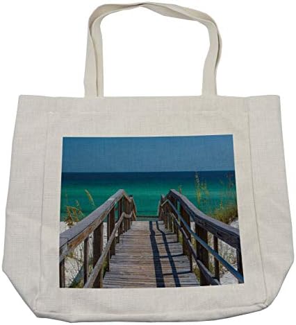 Торба за купување торба за патеки на плажата Амбесон, поглед на плажа во Пенсакола Флорида во САД летна сезона, еколошка торба за еднократна