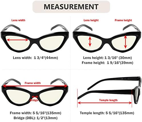 Очила 4-Пакет Очила За Читање Сина Светлина Блокирање Мачка-Око Компјутерски Очила Читателите жени +3.0