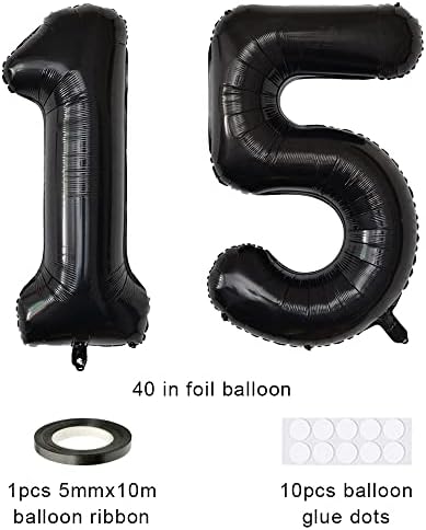 Xihuimay Број 15 Балони 40 инчен Дигитален Балон Азбука 15 Роденден Балони Цифра 15 Хелиум Балони Големи Балони за Роденден Забава Материјали