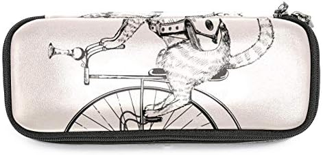 Мачка со пареа-панк на ретро велосипед кожен молив, куќиште со пенкало со двоен патенти, торбичка за складирање торби за училишна работа за момчиња