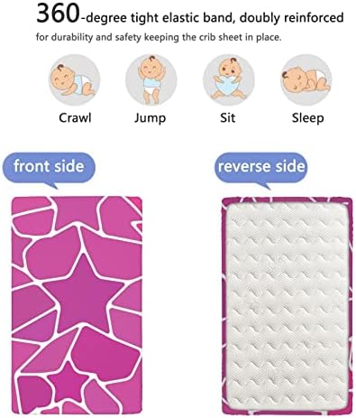Тематски тематски вграден лист за креветчиња, стандарден сад за креветчиња, ултра мек материјал-плетен сад или столб за кревет, 28 „x52“, фуксија бела розова