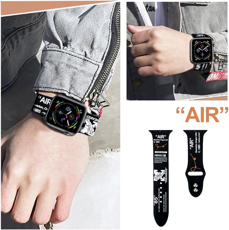 Летен Silicone Sport Band компатибилен со Apple Watch Band 38mm 40mm 41mm 42mm 44mm 45mm Men, жени, ладни IWATCH дизајнер за