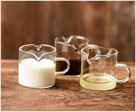Стаклен Крем 4оз мини Кафе Крем Стомна Двојни Изливи Млеко Истурете Бокал Со Рачки