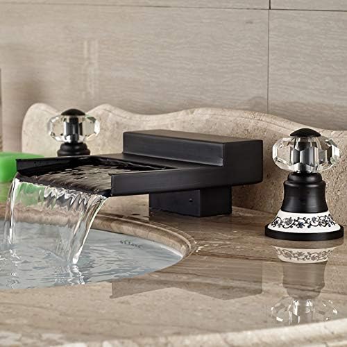 Палуба поставена црна широка водопада за мијалник за када за када со двојна рачка бања топла и ладна миксерска чешма