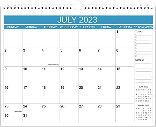 2023-2024 Wallиден календар-18 месечен wallиден календар 2023-2024, јули 2023-декември 2024 година, 15 x 11,5, силно врзување со