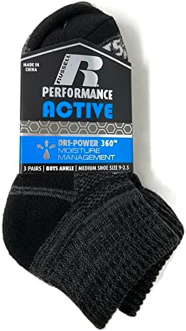 Активни чорапи за глуждот Расел Перформанси - 3 пара, црна, 9-2,5