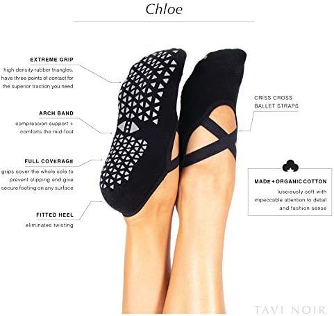 Tavi Noir Women's Chloe Chloe Non -Slip Cops 2 Pack -Grip Barre, Dance, јога чорапи