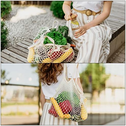 Меканисичност торба со памучна мрежа, организатор за мрежни мрежи што може да се пеат за мрежни мрежи, за овошје зеленчук за шопинг