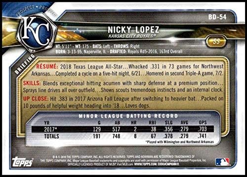 2018 Bowman Draft BD-54 Nicky Lopez RC RC Dookie Kansas City Royals MLB Baseball Trading Card