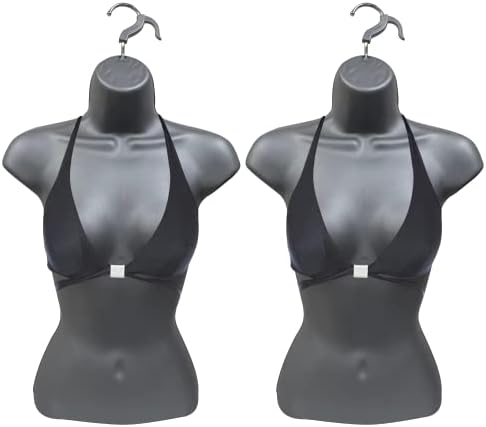 DisplayTown 2 сива женска манекенска инјекција форма половина заоблена форма на телото на половината на телото на телото со само висечка кука,