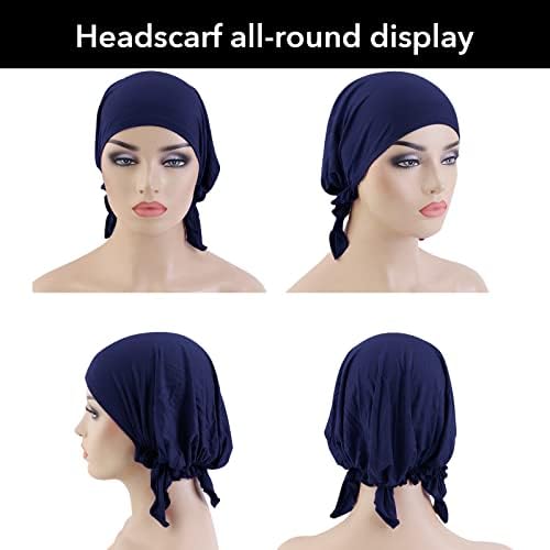 4 парчиња лизгање пред-врзани хемо-главни марами жени хемо-капа турбан капчиња за глава за глава за глава за жени девојки