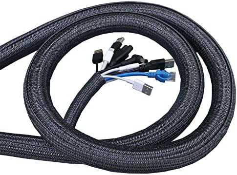 6,6ft - 4/5 инчен кабелски ракав Белиот, обвивка за управување со кабел за кабел за кабел, кабел за кабел, кабелски обвивки за жици