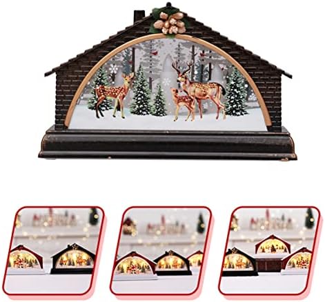 Божиќни украси на Јојофуни од 2 Божиќни сцени селска куќа Декор на Божиќна куќа Сјајна куќа занаетчиски предводени куќи за трепкање со