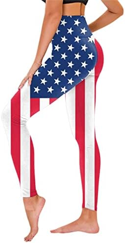 4 јули Хеланки За Жени Американско Знаме Хеланки За Вежбање Јога Со Висок Струк Ултра Меки Еластични Удобни Атлетски Спортски Панталони
