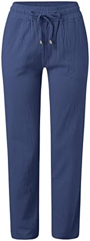 Felwors широки панталони за нозе за жени, лето лето широко еластично половината на половината Каприс панталони Релексирани се вклопуваат панталони