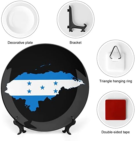 Знаме мапа на hondurascustom Фото коска Кина Декоративна чинија личност керамичка вечера чинија занаети за жени мажи подароци со штанд за приказ