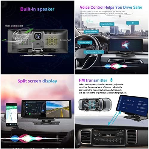 Пренослив Автомобил Стерео Безжичен Карплеј/Андроид Авто Пренослив Автомобил Радио со 9.3 HD Екран На Допир Цртичка Камера, Преден/Заден