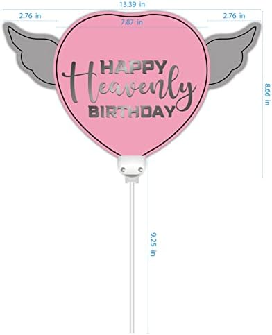 Небесни Балони На стап Среќен Небесен Роденден розов балон во облик на срце со ангелски крилја