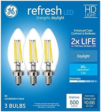 GE Освежи 3-Пакет 60 W Еквивалент Затемнета Дневна Светлина B12 LED Светилки Светилки Декоративни Канделабри Антички